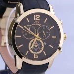 صفحه ساعت مچی مردانه الگانس بند چرم مشکی قاب طلایی G 1239/1