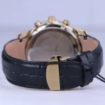 نمای بسته ساعت مچی مردانه الگانس بند چرم مشکی قاب طلایی G 1239/1