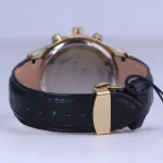 نمای بسته ساعت مچی مردانه الگانس چرم مشکی قاب طلایی G 1194/4