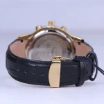 نمای بسته ساعت مچی مردانه الگانس بند چرم قاب طلایی G 1197/1