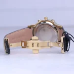 نمای باز ساعت مچی مردانه الگانس بند چرم قاب طلایی G 1197/1