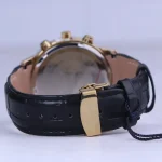 نمای بسته ساعت مچی الگانس مردانه چرم مشکی قاب طلایی G 1201/1