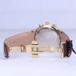 نمای باز ساعت عقربه ای الگانس مردانه بند چرم قهوه ای G 1236/1