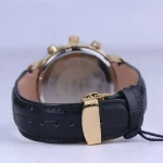 نمای بسته ساعت مچی مردانه الگانس قاب طلایی چرم مشکی G 1236/2