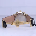 نمای باز ساعت مچی مردانه الگانس قاب طلایی چرم مشکی G 1236/2
