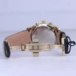 نمای باز ساعت عقربه ای الگانس مردانه چرم قاب طلایی G 1244/1