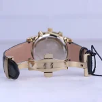 نمای باز ساعت مچی مردانه الگانس چرم مشکی قاب طلایی G 2066/1