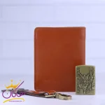 ست سه تیکه کیف جیبی جاکلیدی فندک چرم فندی عسلی
