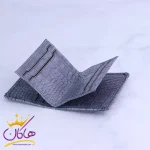 نمای باز کیف جاکارتی چرم فراگامو پوست ماری کد 40 طوسی
