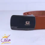 سگک کمربند چرم طبیعی مردانه عسلی Gallic
