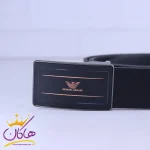 سگک کمربند چرم طبیعی مردانه مشکی GIORGIO ARMANI