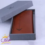 رنگبندی کیف پول کتی چرم مردانه میلیون 110 عسلی درون جعبه