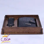 ست کیف جاکارتی و جاکلیدی چرم مونت بلانک 216 مشکی درون جعبه