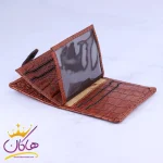 نمای داخل ست کیف جاکارتی و جاکلیدی چرم مونت بلانک 216 عسلی