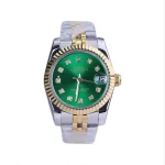 ساعت رولکس زنانه فلزی دیت جاست صفحه سبز 4042/17