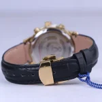نمای بسته ساعت مچی رومانسون زنانه چرم مشکی قاب طلایی L 2070/5