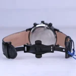 نمای باز ساعت عقربه ای رومانسون مردانه بند چرم تمام مشکی G 2070/3