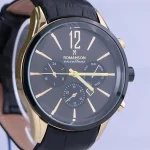صفحه ساعت عقربه ای رومانسون مردانه چرم مشکی G 2076/2