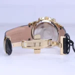 قفل ساعت عقربه ای رومانسون مردانه چرم مشکی قاب طلایی G 2102/3