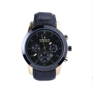 ساعت عقربه ای رومانسون مردانه بند چرم مشکی G 2103/1