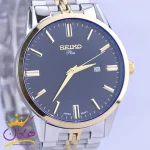 صفحه ساعت مچی سیکو مردانه فلزی نقره ای طلایی صفحه آبی