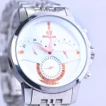 صفحه ساعت مچی عقربه ای سولیدا مردانه فلزی نقره ای G 2142/2