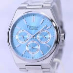 نمای نزدیک ساعت عقربه ای فروچی مردانه فلزی صفحه تیفانی FC 03523/04