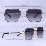 ابعاد عینک آفتابی مردانه هابلوت فریم مربع فلزی طلایی 076/3