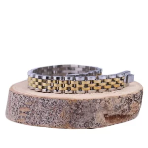 دستبند استیل مردانه رولکس طلایی نقره ای 2029/1