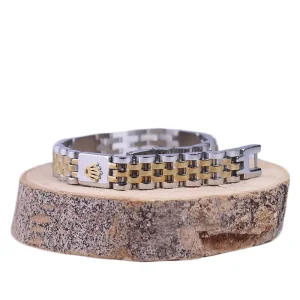 دستبند مردانه استیل رولکس نقره ای طلایی 2773/3