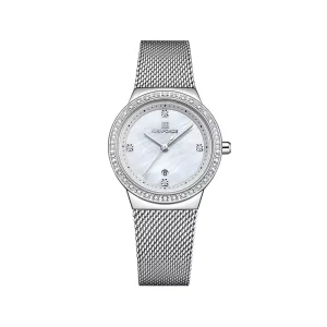 ساعت مچی نیوی فورس زنانه فلزی نقره ای قاب نگین دار L 5005/2