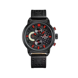 ساعت مچی نیوی فورس مردانه بند چرم مشکی فول تایم 9068/7