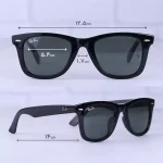 ابعاد عینک آفتابی ری بن فریم ویفرر تمام مشکی RB 2140 F /2