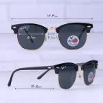 ابعاد عینک آفتابی ری بن زنانه کلاب مستر شیشه مشکی RB3016/2