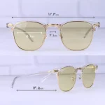 ابعاد عینک آفتابی ری بن زنانه کلاب مستر شیشه زرد RB 3016/4