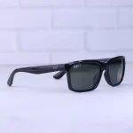 عدسی عینک آفتابی ری بن فریم مستطیل مشکی پلاریزه RB 4393/1