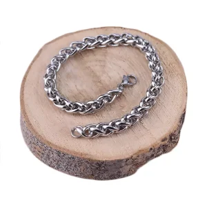 دستبند استیل مردانه طنابی نقره ای 0044/7