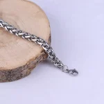 قفل دستبند استیل مردانه طنابی نقره ای 0044/7