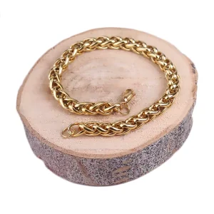 دستبند استیل مردانه طنابی طلایی 0048/1