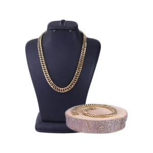 زنجیر و دستبند ست مردانه طلایی مدل کارتیر