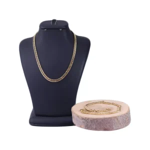 زنجیر و دستبند ست مردانه طلایی کارتیر باریک