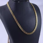 زنجیر و دستبند ست مردانه طلایی کارتیر باریک استنلس استیل