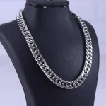 زنجیر و دستبند ست مردانه نقره‌ ای مدل کارتیر استنلس استیل