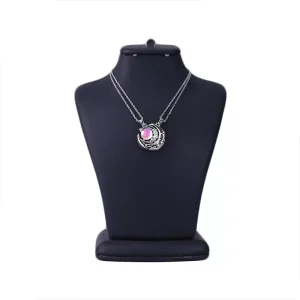 گردنبند زنانه استیل نقره‌ ای ماه و خورشید