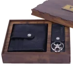 ست کیف جاکارتی و جاکلیدی چرم چرمسال کد 020 مشکی