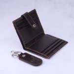 ست کیف جاکارتی و جاکلیدی چرم چرمسال کد 020 قهوه ای تیره