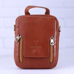 کیف دوشی چرم چرمسال کوچک کد 571 عسلی
