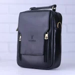 کیف دوشی چرم چرمسال کد 572 مشکی از نمای کنار