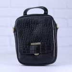 کیف دوشی چرم چرمسال پوست ماری کد 711 مشکی