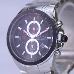 نمای نزدیک ساعت مچی کرست مردانه فلزی نقره ای صفحه مشکی 6255/2